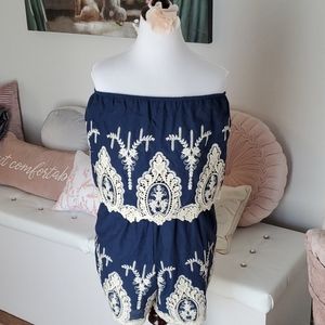 NWT Francesca's Embroidered Lace Romper
